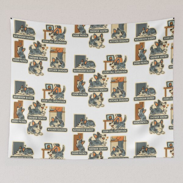 Item preview, Blue Merle Cardigan Corgi Clingy Moments Sticker Sheet designed and sold by CoachEkong.