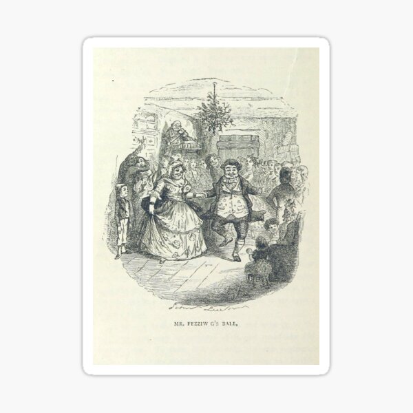 "Fezziwig's Ball" Vintage Illustration of "A Christmas Carol" by Charles Dickens" (1886) Sticker