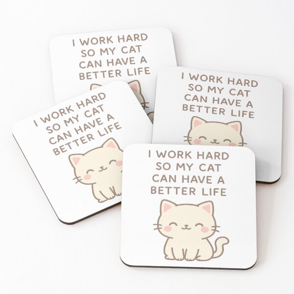 Item preview, I Work Hard So My Cat Can Live the Dream — Cute Minimalist Pastel Cat designed and sold by ArtTrader J.