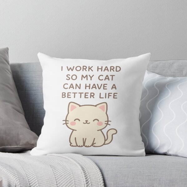 Item preview, I Work Hard So My Cat Can Live the Dream — Cute Minimalist Pastel Cat designed and sold by ArtTrader J.