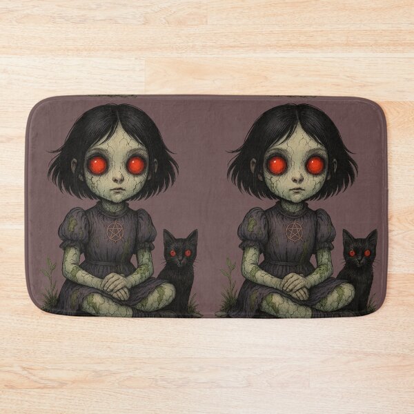 Item preview, Gothic Porcelain Doll Girl with Black Cat – Creepy Cute Horror Art designed and sold by Soft rot studio.