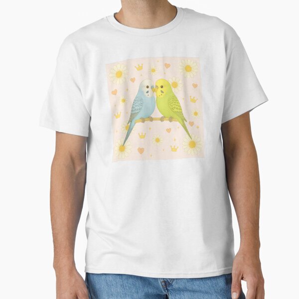 Item preview, Lovebirds in Orange Paradise – Kawaii Budgie Couple Design designed and sold by HIMEKARI.