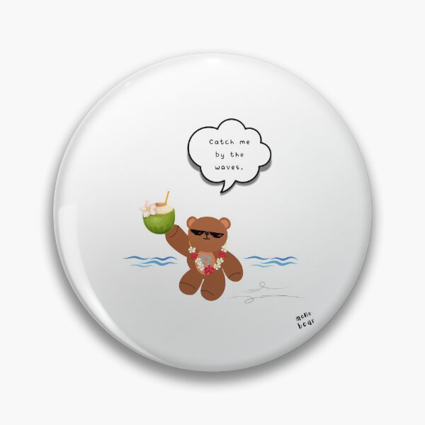 Item preview, Catch Me by the Waves – Coconut Beach Bear ( White / Transparent Background ) designed and sold by mintmono-studio.