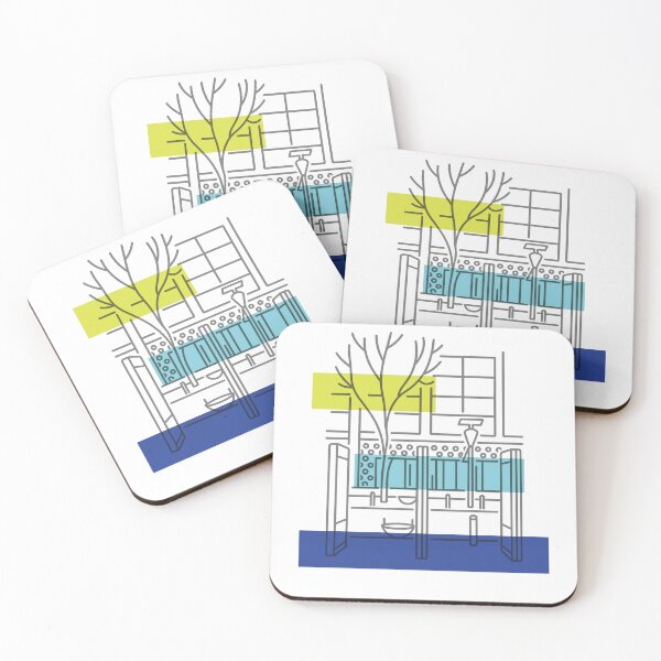 Item preview, Urban Stillness | Minimal Line Architecture with Modern Color Blocks designed and sold by GeEeN.
