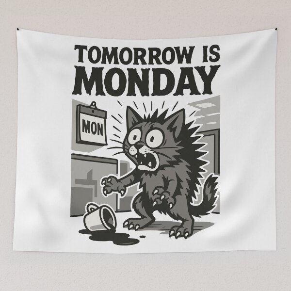 Item preview, Tomorrow Is Monday Funny Scared Cat Coffee Spill Design designed and sold by WildlifeInc.