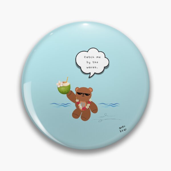 Item preview, Catch Me by the Waves – Coconut Beach Bear ( Sky blue Background ) designed and sold by mintmono-studio.