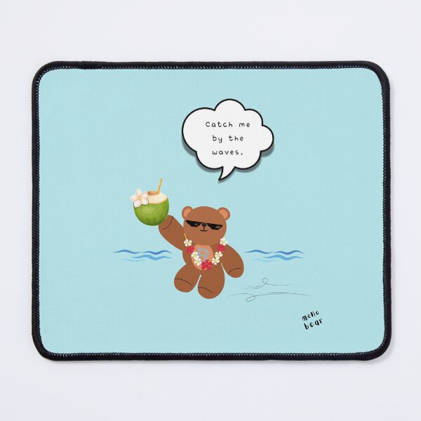 Item preview, Catch Me by the Waves – Coconut Beach Bear ( Sky blue Background ) designed and sold by mintmono-studio.