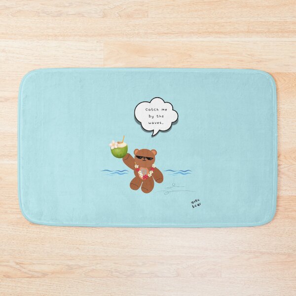 Item preview, Catch Me by the Waves – Coconut Beach Bear ( Sky blue Background ) designed and sold by mintmono-studio.