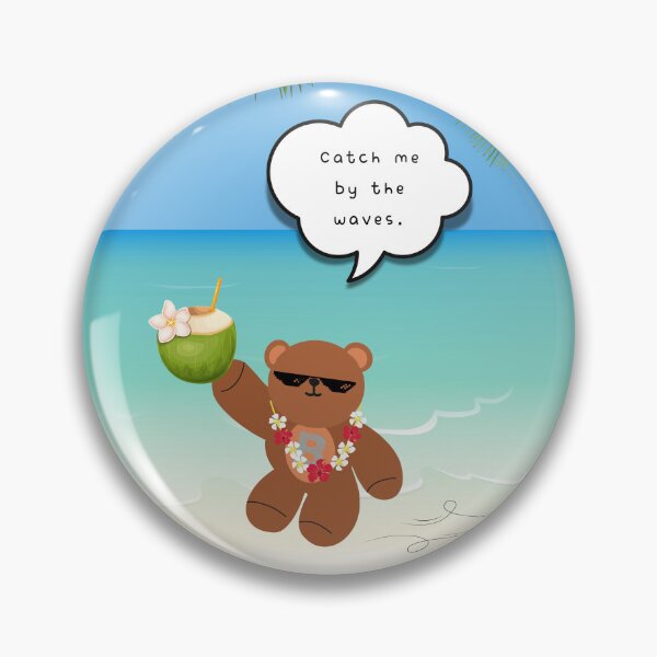 Item preview, Catch Me by the Waves – Coconut Beach Bear ( Square Background ) designed and sold by mintmono-studio.