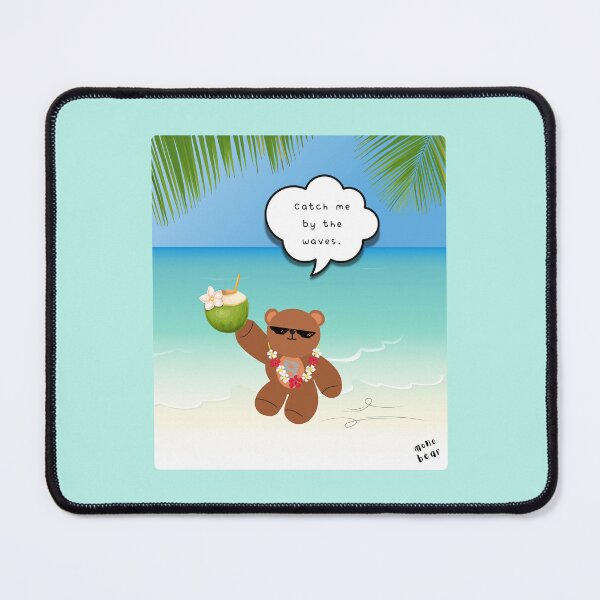 Item preview, Catch Me by the Waves – Coconut Beach Bear ( Square Background ) designed and sold by mintmono-studio.