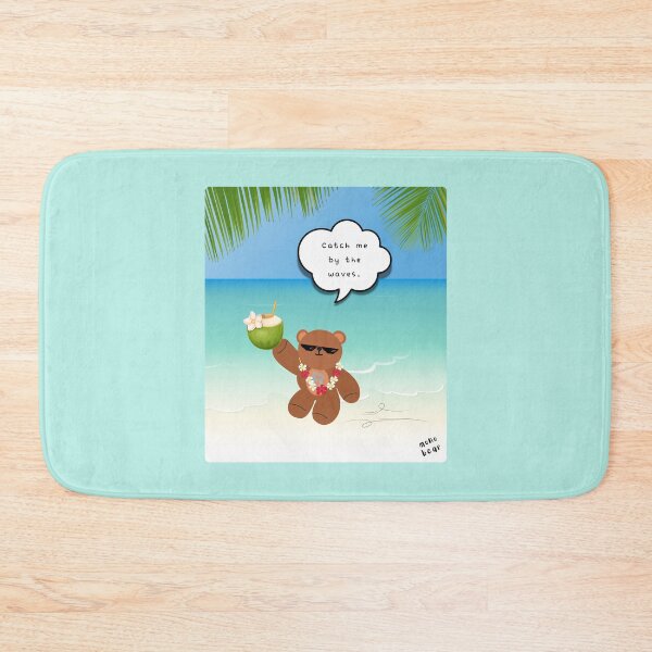 Item preview, Catch Me by the Waves – Coconut Beach Bear ( Square Background ) designed and sold by mintmono-studio.