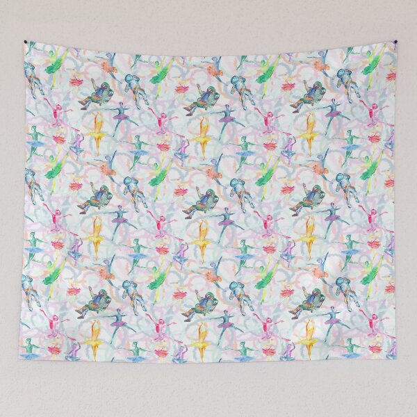 Item preview, Galactic Ballerinas and Astronauts Pastel Swirls Background  designed and sold by FaireWaveArt.