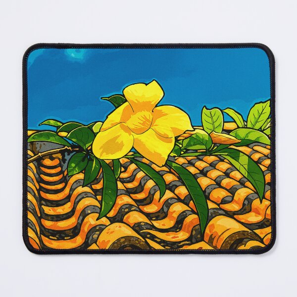 Item preview, Yellow Blossom on Okinawan Roof | Summer Flower & Tile Art - Island Sunshine designed and sold by GEEEN.