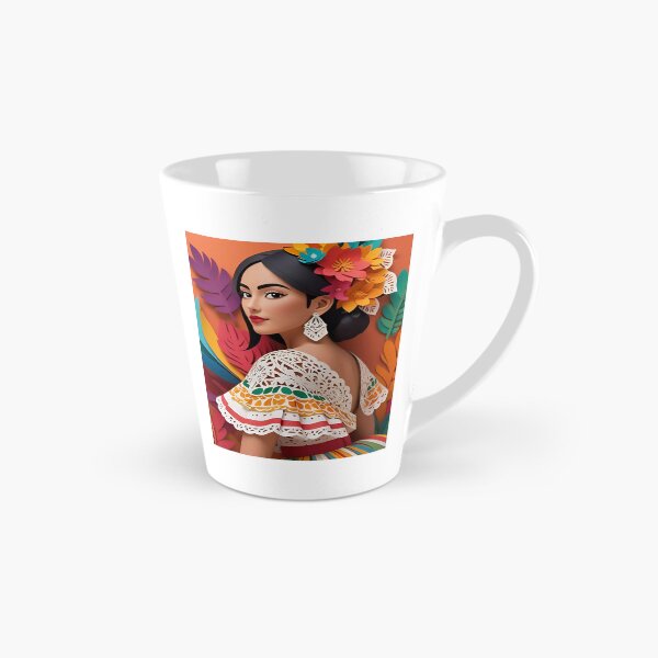 Item preview, Colorful Mexican Folk Art | Paper Cut Style Girl with Flowers | Latin Culture Inspired Portrait | Vibrant Fiesta Illustration | Traditional Heritage Design designed and sold by PaintedPixels01.