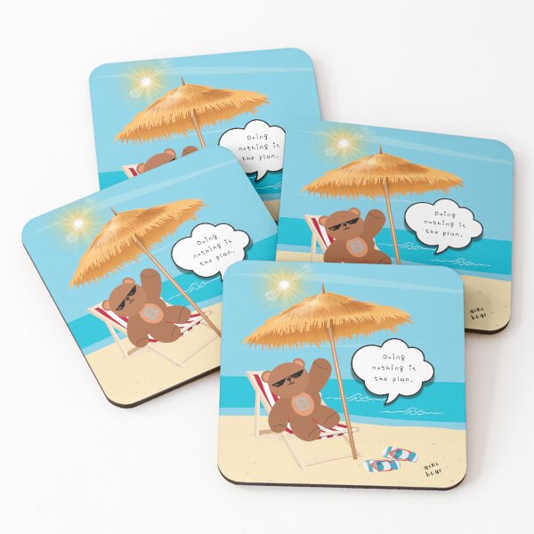 Item preview, Doing Nothing is the Plan – Chill Beach Bear ( Square Background ) designed and sold by mintmono-studio.