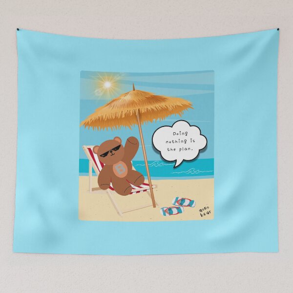 Item preview, Doing Nothing is the Plan – Chill Beach Bear ( Square Background ) designed and sold by mintmono-studio.
