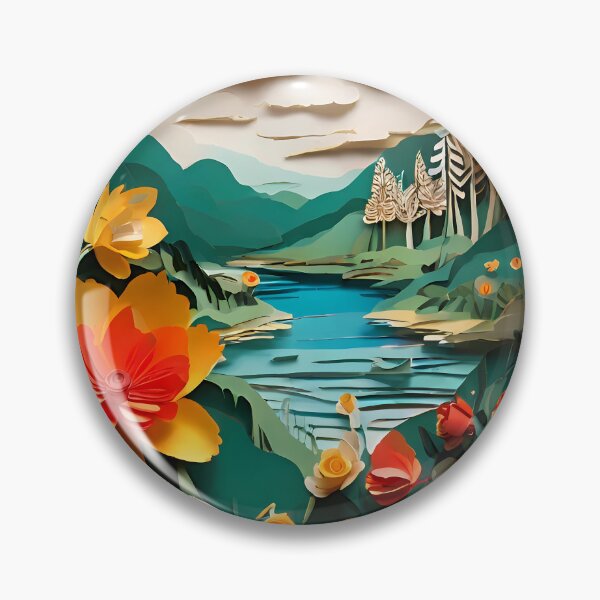 Item preview, Whimsical Floral Landscape | Papercut Nature Art Poster | Layered Botanical Fantasy World | Colorful Handcrafted Style Illustration | Dreamy Garden Wall Art designed and sold by PaintedPixels01.