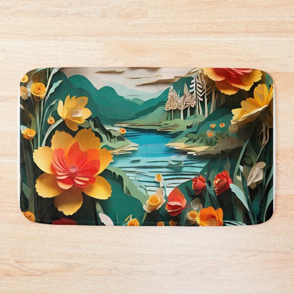 Item preview, Whimsical Floral Landscape | Papercut Nature Art Poster | Layered Botanical Fantasy World | Colorful Handcrafted Style Illustration | Dreamy Garden Wall Art designed and sold by PaintedPixels01.