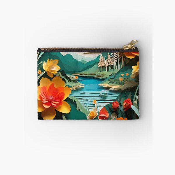Item preview, Whimsical Floral Landscape | Papercut Nature Art Poster | Layered Botanical Fantasy World | Colorful Handcrafted Style Illustration | Dreamy Garden Wall Art designed and sold by PaintedPixels01.
