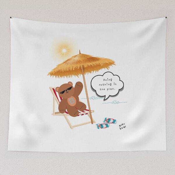 Item preview, Doing Nothing is the Plan – Chill Beach Bear ( White / Transparent Background ) designed and sold by mintmono-studio.