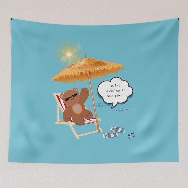 Item preview, Doing Nothing is the Plan – Chill Beach Bear ( Sky blue Background ) designed and sold by mintmono-studio.