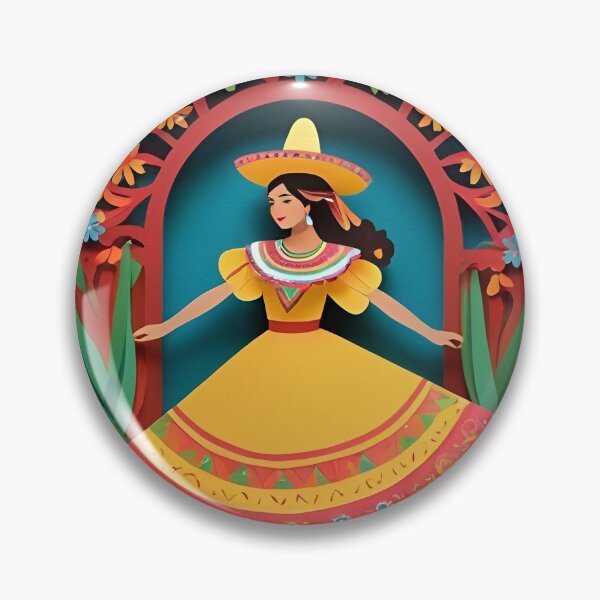 Item preview, Papercut Mexican Girl Illustration | Traditional Dress and Sombrero | Festive Latin Folk Art Style | Colorful Cultural Design | Handcrafted Heritage Poster designed and sold by PaintedPixels01.