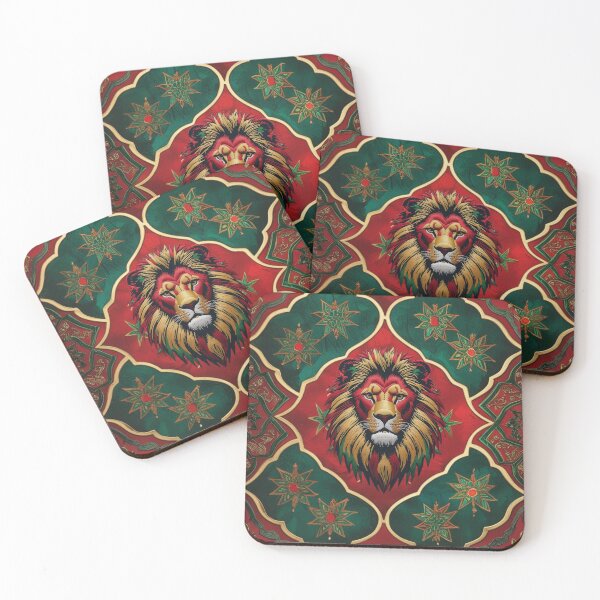 Item preview, Moroccan Lion Head Red Green Art designed and sold by ArtDesignTp.