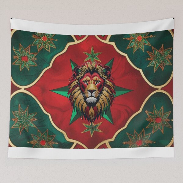 Item preview, Moroccan Lion Head Red Green Art designed and sold by ArtDesignTp.