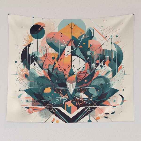 Item preview, Geometric Abstract Owl Art – Retro Futuristic Symmetry Design designed and sold by PaintbrushPlace.