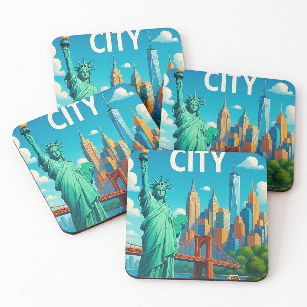 Item preview, New York City with Statue of Liberty and Yellow Cab designed and sold by Aryabek.