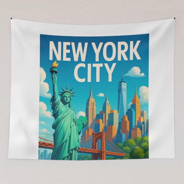 Item preview, New York City with Statue of Liberty and Yellow Cab designed and sold by Aryabek.