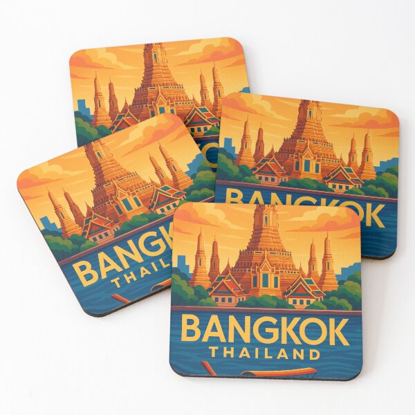 Item preview, Wat Arun and Longtail Boat, Bangkok, Thailand designed and sold by Aryabek.