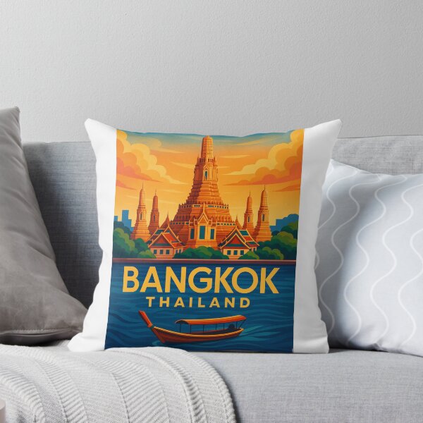 Item preview, Wat Arun and Longtail Boat, Bangkok, Thailand designed and sold by Aryabek.