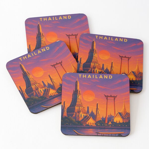 Item preview, Sunset at Wat Arun and Giant Swing, Bangkok, Thailand designed and sold by Aryabek.
