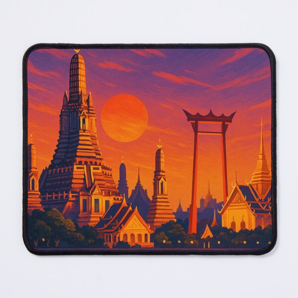 Item preview, Sunset at Wat Arun and Giant Swing, Bangkok, Thailand designed and sold by Aryabek.