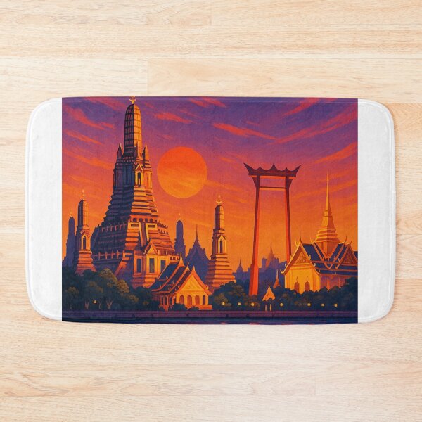 Item preview, Sunset at Wat Arun and Giant Swing, Bangkok, Thailand designed and sold by Aryabek.
