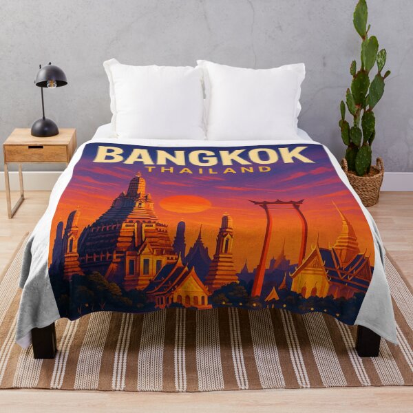 Item preview, Sunset at Wat Arun and Giant Swing, Bangkok, Thailand designed and sold by Aryabek.