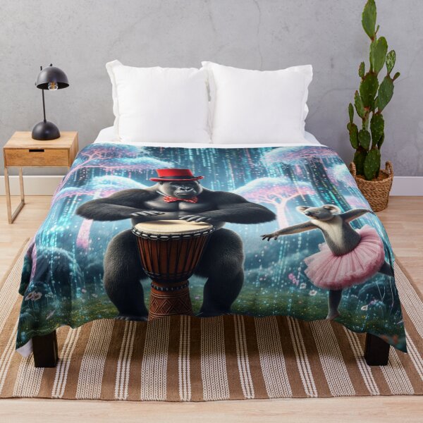 Item preview, Gorilla and koala play and dance in a matrix forest designed and sold by DumbPet.