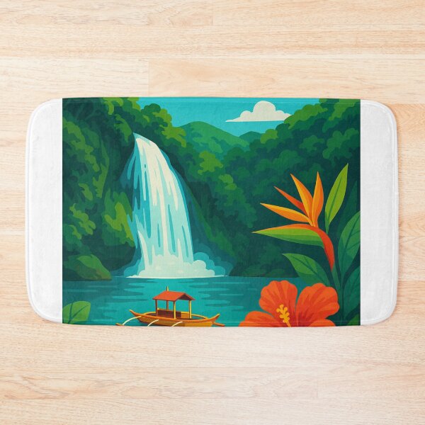 Item preview, Waterfalls and Boat in Tropical Cebu, Philippines designed and sold by Aryabek.