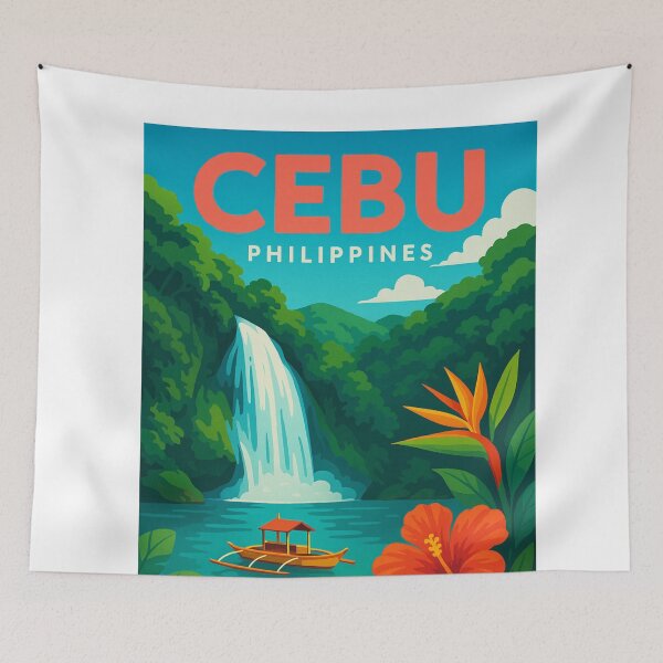 Item preview, Waterfalls and Boat in Tropical Cebu, Philippines designed and sold by Aryabek.