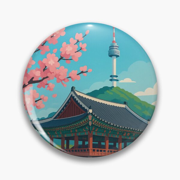 Item preview, Seoul Cherry Blossoms with Namsan Tower designed and sold by Aryabek.