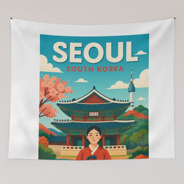 Item preview, Seoul Hanok Village and Namsan Tower designed and sold by Aryabek.