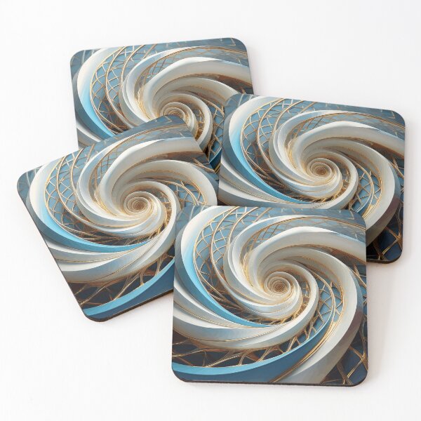Item preview, Blue White Gold Abstract Fibonacci Art 12 designed and sold by Vicky Brago-Mitchell®.