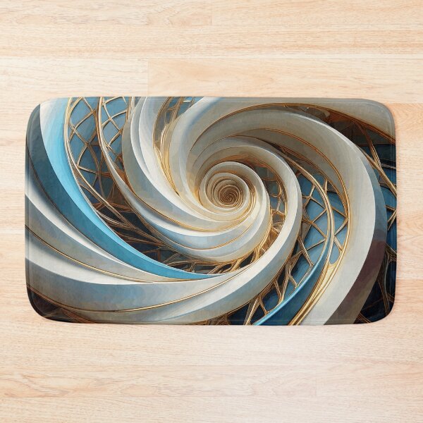 Item preview, Blue White Gold Abstract Fibonacci Art 12 designed and sold by Vicky Brago-Mitchell®.