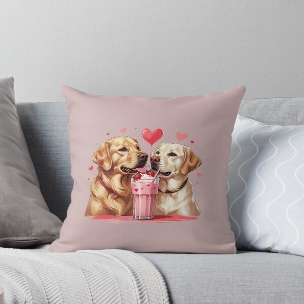 Item preview, Romantic Dog Couple Sharing a Milkshake – Valentine’s Day Cute Design designed and sold by ColorSplash123.
