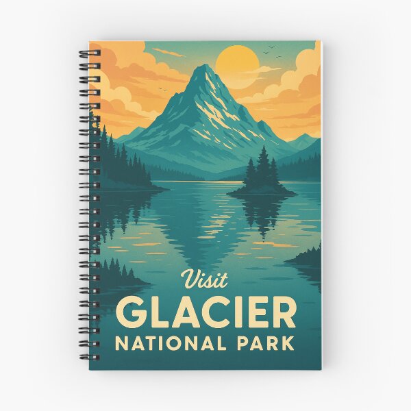 Item preview, Sunset Over Glacier National Park – Retro Travel Poster designed and sold by Parkline Studio.