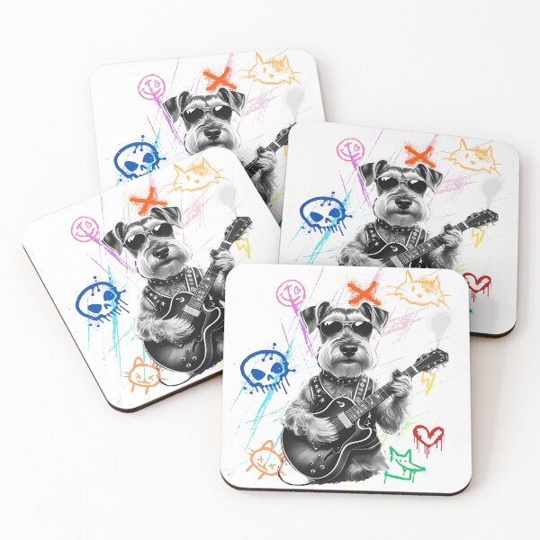 Item preview, Schnauzer Dog Funny Rockstar Rock and Roll Novelty designed and sold by TheBarkSide.