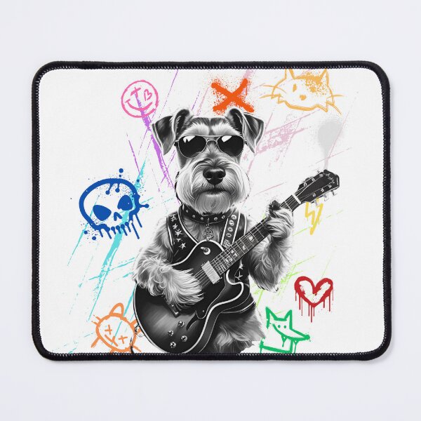 Item preview, Schnauzer Dog Funny Rockstar Rock and Roll Novelty designed and sold by TheBarkSide.
