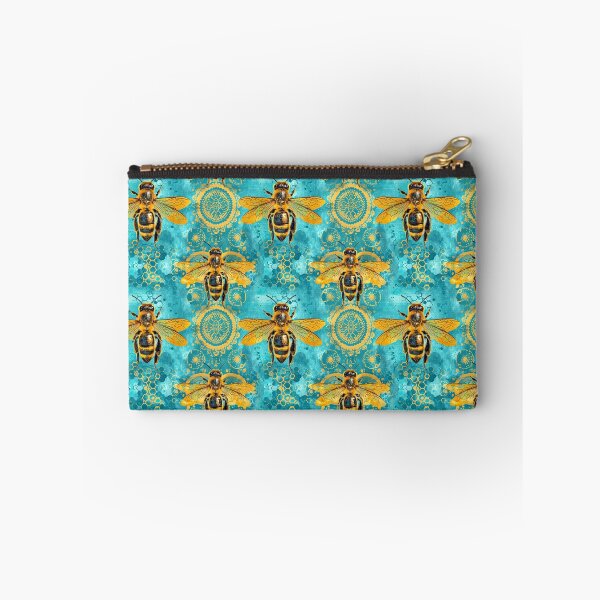 Item preview, Gold Honey Bee Pattern Turquoise Mandala Seamless Design designed and sold by Parkerzz.
