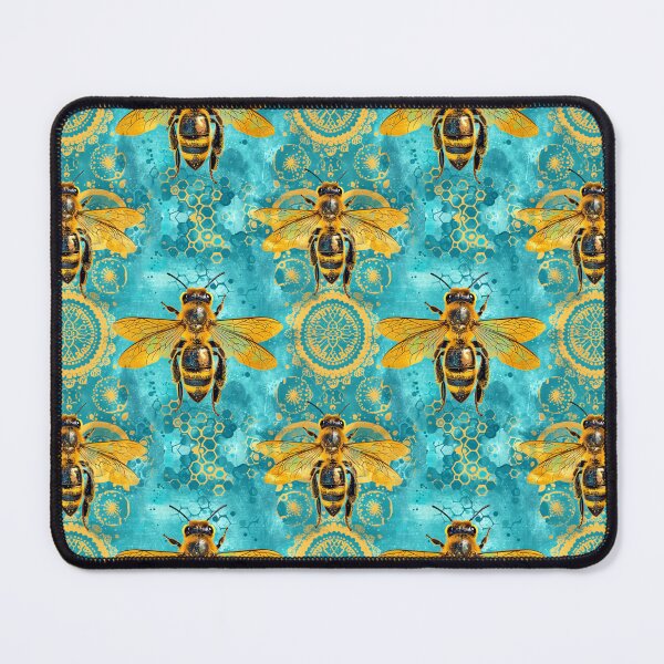 Item preview, Gold Honey Bee Pattern Turquoise Mandala Seamless Design designed and sold by Parkerzz.